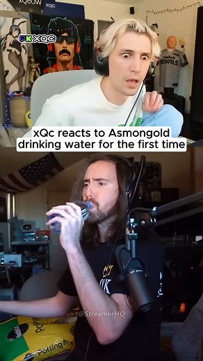 StreamerHQ | xQc reacting to Asmongold drinking water for the first time 💀😂 #asmongold #xqc #streamer #memes | Instagram