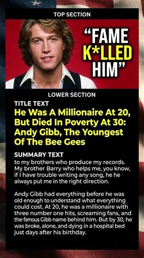 He Was A Millionaire At 20, But Died In Poverty At 30: Andy Gibb, The Youngest Of The Bee Gees