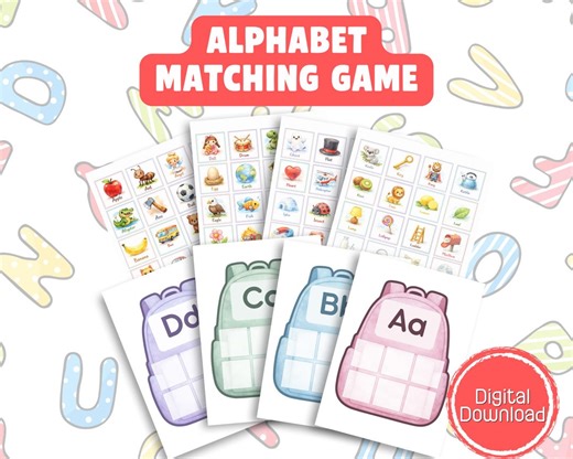 Alphabet Matching Game | Printable Letter Match Activity | ABC Busy Book (digital Download) - Etsy