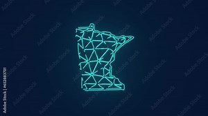 Minnesota state map in united states of america technology animation