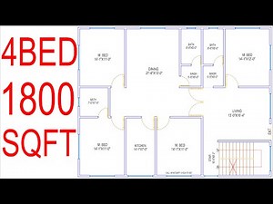 HOUSE PLAN DESIGN | EP 56 | 1800 SQUARE FEET 4 BEDROOMS HOUSE PLAN | LAYOUT PLAN