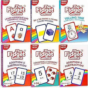THE FIDGET GAME Flash Cards for Children Ages 3+ - Learning Tools for Letters, Numbers, Addition & Subtraction, Shapes & Telling Time. Preschool Kindergarten Flashcards