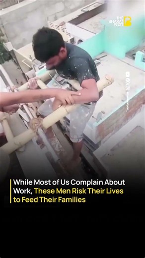 Construction Workers Risk Lives on Bamboo Scaffold | The Bharat Post