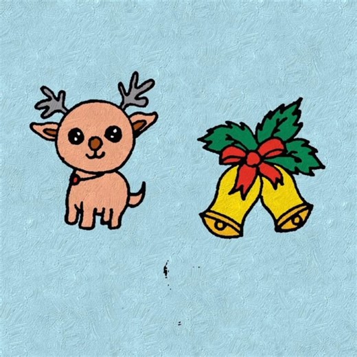 Easy Christmas Deer Drawing for Kids 🎄🎨/ How to draw a cute deer with a christmas bell 🦌