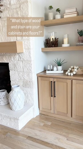 I am often asked what type of wood and stain our cabinets, floating shelves & floors are & here is the answer! ✨✨✨✨ Floors: White oak planks with 1 part country white/2 parts weathered oak Cabinets & shelves: Rift white oak with 1 part country white/4 parts weathered oak *all stained with Duraseal brand stain* TIP: Keep in mind that each pallet of wood, no matter the fact that it is still white oak, may stain differently - exactly why our cabinets and floors are different percentages of the same