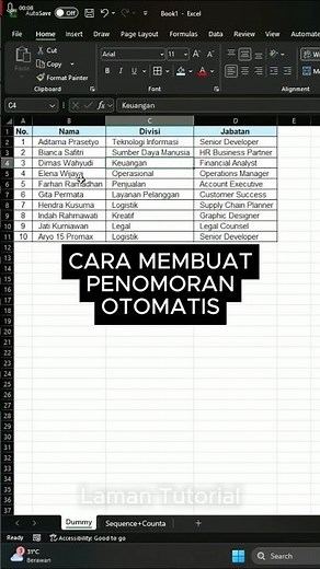 Cara Membuat Penomoran Otomatis di Microsoft Excel