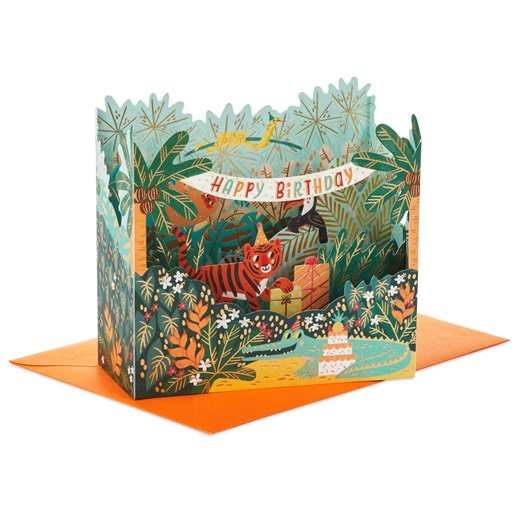 Hallmark Paper Wonder 3D Pop-Up Birthday Card for Kids (Go Wild Jungle Animals)