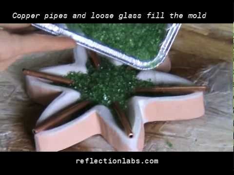 how to make fused and slumped recycled glass - alocasia lamp