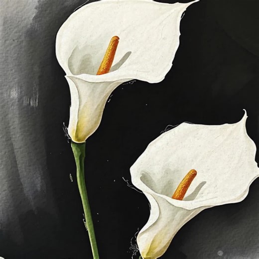 Calla Lily Watercolor Print: Dark Botanical Art (Digital Download)