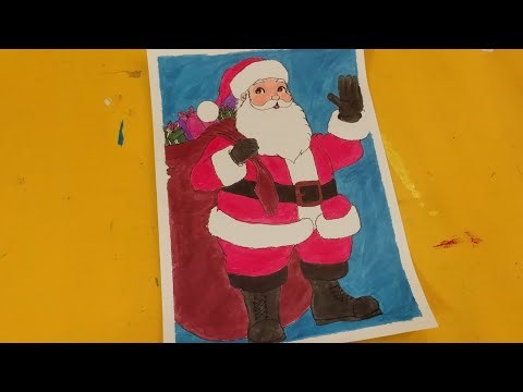 How to colour santa claus drawing step by step tutorial