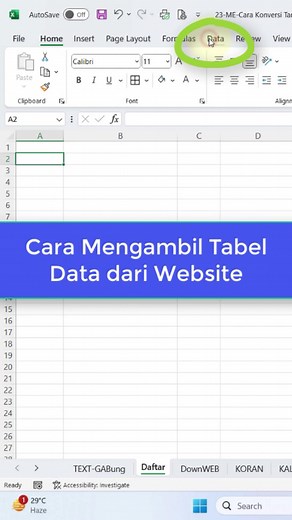Cara Mengambil Data Tabel di Website Pertama, salin dan copy link websitenya pada URL from Web di menu Data kemudian, pilih data atau tabel dan load Tabel akan tersalin secara otomatis #belajarexcel #microsoftexceltutorial #tutorialmsexcel #microsoftexcel #exceltricks #administrasi #stafadministrasi #tutorialexcel #exceltraining #latihanexcel #exceltips #exceltutorial #spreadsheettips #office365tips