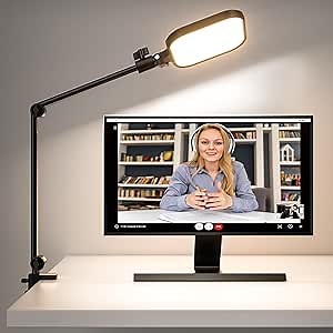 UBeesize Streaming Light (1 Pack), 8" Ring Light for Desk with Clamp and Adjustable Arm, Zoom Lighting for Computer, Video Conference Lighting for Home Office, Video Calls, Streaming, Podcasting