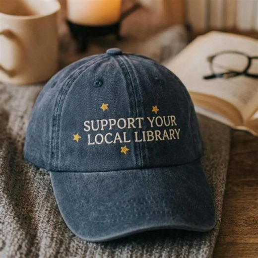 Support Your Local Library Embroidered Hat, Book Lover Baseball Cap, Librarian Gift, Vintage Dad Hat,bookworm Reader Cap,bookish Reader Gift - Etsy