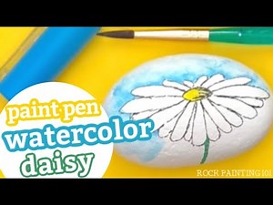 How to Paint a Watercolor Effect with Paint Pens || Daisy Rock Painting Tutorial - Rock Painting 101