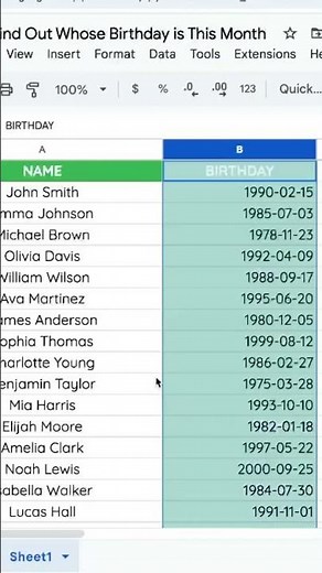 How to Find Out Whose Birthday is This Month in Google Sheets Quickly