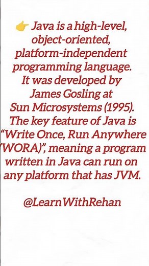 Java Explained in One Short | Platform Independent Language #coding #learnwithrehan #programming