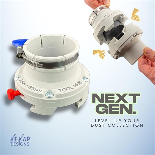 2.5 Inch (60mm) Tool Hub | Quick-lock Modular Interlocking and Magnetic Dust Collection & Exhaust Fittings | Physical Locking Tab Capable - Etsy