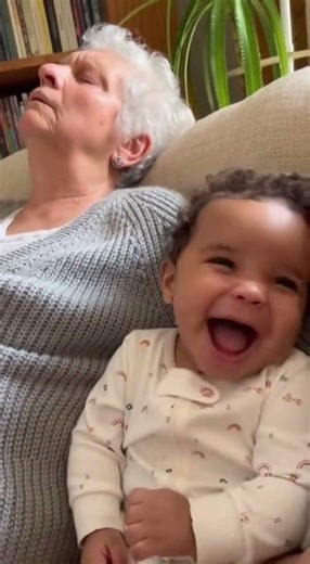 Baby CAN'T STOP Laughing at Grandma's Cartoon Snore! #funny #viralvideo