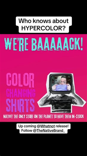 NATIVE is the last original owner of the crazy popular 90’s brand #HYPERCOLOR Stop in to our store and check em out! They change when you touch them. We’ll be launching these on @Whatnot this spring. #90s #colorchanging #nostalgia