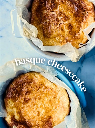 I adore this cheesecake and felt the need to show how easy it is to create it. The recipe is for one, although it makes 2 small cheesecakes. For no other reason other than one is simply not enough! Everything is measured in tablespoons for ease. Ingredients: 8 ½ tbsp (125g) cream cheese 3 ½ tbsp caster sugar 4 tbsp double cream 1 egg 1 tbsp plain flour Pinch of sea salt Few drops of vanilla extract or ¼ tsp vanilla bean paste Method: 1. Preheat your oven to 240’C/220’C fan /Gas 9. Line two ramek