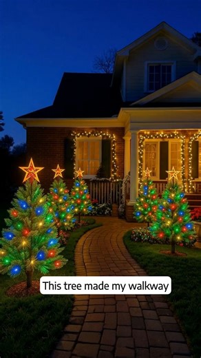 Welcome guests with a festive solar-lit tree stake, sparkling in vibrant colors and automatically glowing from dusk! ✨ | TwinklingTree | Facebook