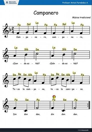Campanero - Partitura para flauta dulce