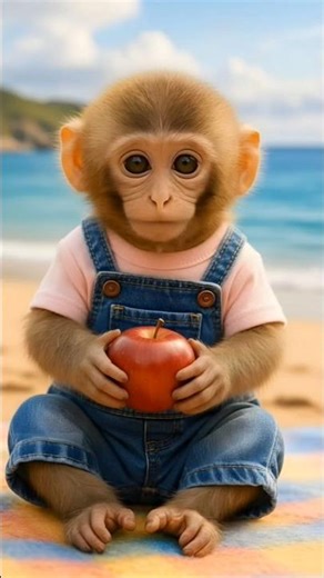 Monkey Eating Apple - Funny Monkey Video 🐒🍎