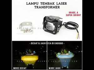 Grade A SUPER BRIGHT Lampu Tembak Laser D2 CREE LED TRASNFORMER 1 Mata High Low Putih Kuning