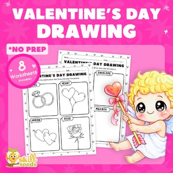 Valentine’s Day Drawing Worksheets | Holiday Vocabulary & Directed Drawing