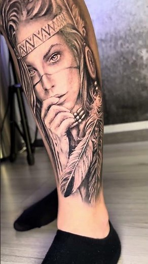 Indianerin - Native American Leg Tattoo