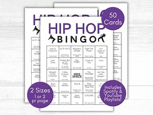 Hip Hop Bingo, Hip Hop Music Bingo, R&B Hip Hop Music Hits, Rap Music Party, Hip Hop Party, Hip Hop Playlist, Hip Hop Bingo Cards - Etsy