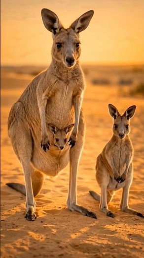 Baby Kangaroo Safely Riding in Mother’s Pouch 🦘❤️ #animallovers #wildlife #viral
