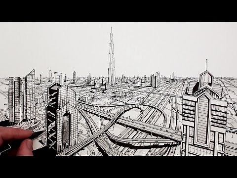 How to Draw Dubai City in Perspective