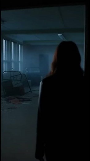 Horror scene of a beautiful girl in bold clothes