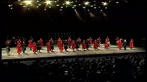 A mountainous dance characterized with very complex movements. It is performed on the toes, knees. Guys are competing with one another in speed and dexterity trying to attract women’s attention that also participate in the dance. From the great performance at Tbilisi Concert Hall. | Ensemble Rustavi