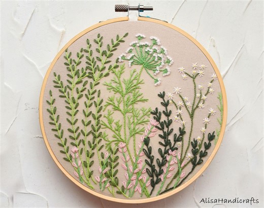 Beginner Botancial Embroidery Kit, Wildflowers, Modern Hand Plant Embroidery Kit, Starter Floral Embroidery Kit, DIY Craft Kits-8in - Etsy