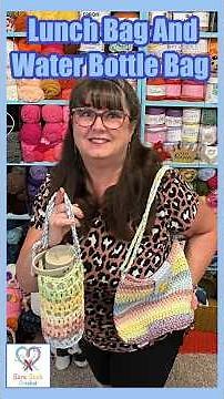 Back To School Lunch Bag And Water Bottle Cozies Crochet Patterns Short #crochet #crochetlunchbag