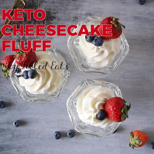 18K views · 124 reactions | With just 3 ingredients and 5 minutes, you can whip up this creamy Keto Cheesecake Fluff! It’s the perfect low-carb dessert to satisfy your sweet tooth. Top with fresh berries for an extra treat. Bonus: it’s sugar-free, gluten-free, and Trim Healthy Mama friendly! Recipe  https://joyfilledeats.com/keto-cheesecake-fluff/ | Joy Filled Eats - Keto, Low Carb, & THM Recipes | Facebook