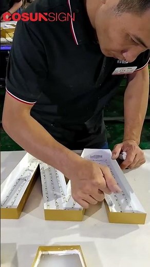 Gluing process of trim cap channel letter sign