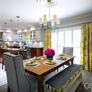 This tired kitchen was the bustling social center for a large family, and it just couldn’t keep up! It needed a rejuvenation, not a complete renovation. Check back for more pictures and visit my Pinterest Board, Kitchen for Socializing, for more details! http://bit.ly/29N94GZ | Divine Design with Candice Olson