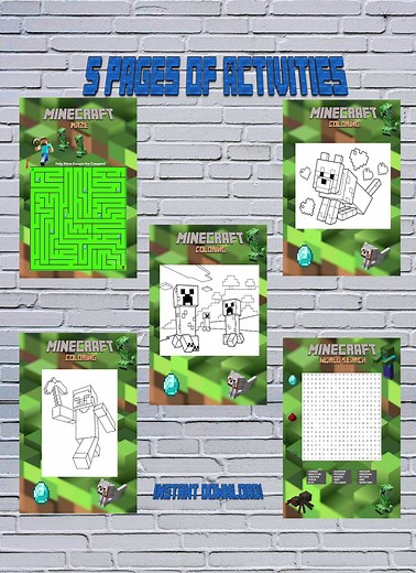 Printable Minecraft Activity Sheets/party Games - Instant Download, Minecraft Word Search, Maze, Coloring, Video Game Party Printables - Etsy