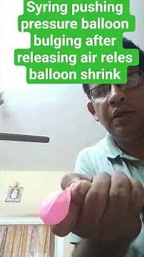 syring water filling pushing bulging balloon after releasing pressure balloon shrink.