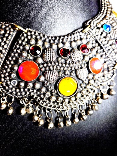 Necklace, Middle Eastern Design, 1930s, Silver Tone, Stones - Etsy
