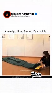 Bernoulli’s principle states that faster moving air has lower pressure. This explains how planes generate lift, carburetors mix fuel, and even how you can inflate a large sleeping bag with minimal effort. Blowing air reduces pressure, pulling in surrounding air to fill the bag efficiently a clever use of air dynamics ! . Credit: unknown All rights and credits reserved to the respective owners. This video is for educational purposes only. Dm for Removal . I promise you won't regret following us @