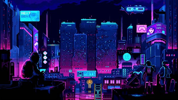 Cyberpunk Gaming Pixel Live Wallpaper - MoeWalls