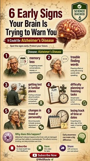 ‎6 Early Signs of Alzheimer's Disease You Should Never Ignore|Memory Loss Warning Signs🧠#alzheimer