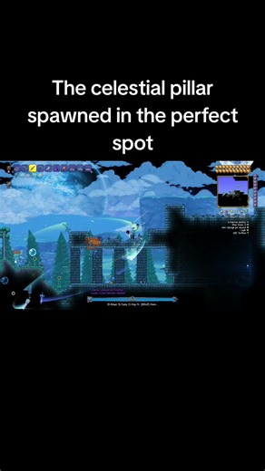 The celestial pillar spawned in the perfect spot #terraria #celestial #pillar