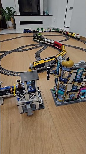 LEGO trains - double loop with a police station and Main Street!