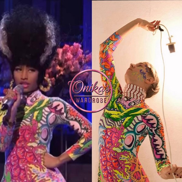 Saturday Night Live (January, 2011) Nicki Minaj wearing a Custom hand painted bodysuit Designed by Malcolm “SpandexMan”Stuart + a “Barbie Dreamhouse” ring from the nOir Jewelry x Barbie capsule collection.#nickiminaj #fashion #style #saturdaynightlive #barbie https://t.co/XARlDImKZ7