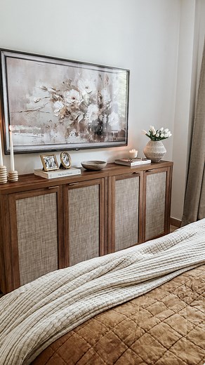 bedroom cabinet styling ✨ comment SHOP5 for links! loving the personal touch these photo frames added to my bedroom! I chose a photo of me and my sisters and my soul dog Jakey. 🤎 ▫️follow @groundedinneutral for more cozy home content ▫️shop my feed on LTK & Amazon Storefront - links are in my bio! #neutralbedroom #bedroomdecor #cozyhome #cozyvibes #neutralhomedecor ⁣⁣⁣ neutral home decor, bedroom styling, cozy home, hygge, console table, storage cabinet, buffet table | groundedinneutral